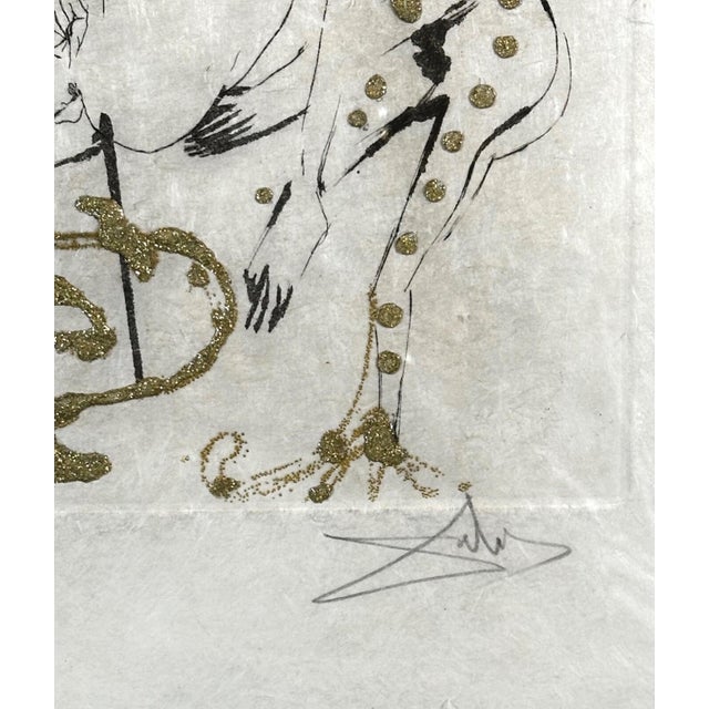 1970s 1970s Dali Les Amours Jaunes Duel W/Camelias H/Sign Etching + Gold Flakes Surreal Art For Sale - Image 5 of 5