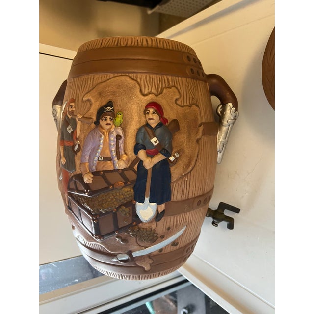 1970s Mid-Century Modern Ceramic Pirate Barrel Beverage Drink Dispenser For Sale - Image 9 of 9