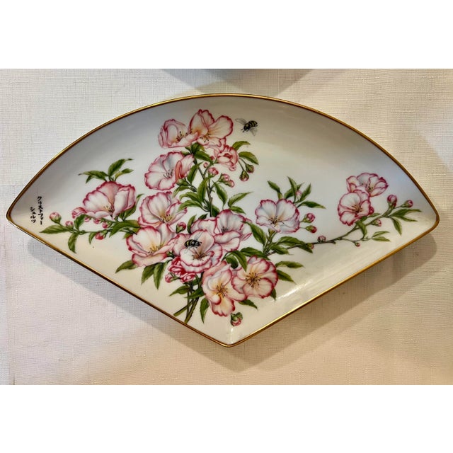 Japanese Vintage Chinoiserie Kyoto Imperial Porcelain “Blossoms of the Japanese Year” Set of Three For Sale - Image 3 of 12