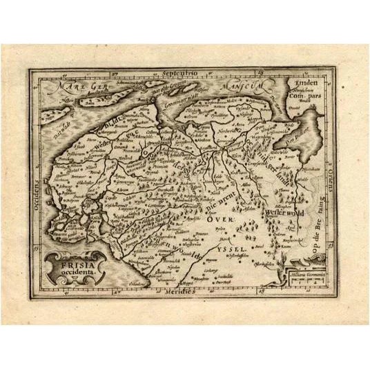 Antique Map of Friesland by Guicciardini, 1613 For Sale
