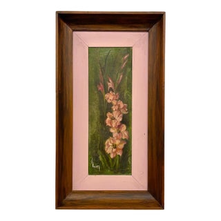 Vintage Framed Floral Painting on Canvas, Signed For Sale