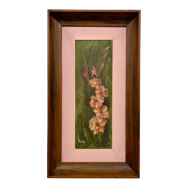 Vintage Framed Floral Painting on Canvas, Signed For Sale
