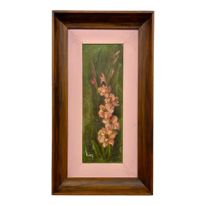 Vintage Framed Floral Painting on Canvas, Signed