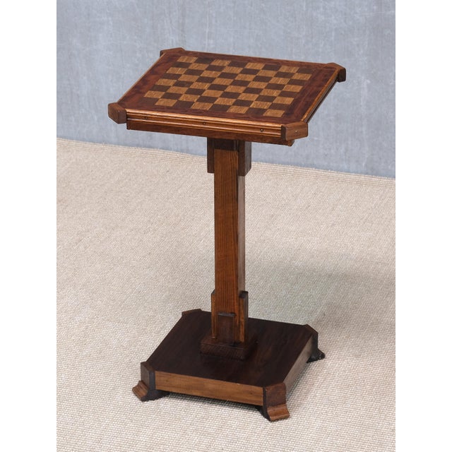 Wood Art Deco Table in Oak with Checkerboard Top, Netherlands, 1930 For Sale - Image 7 of 10