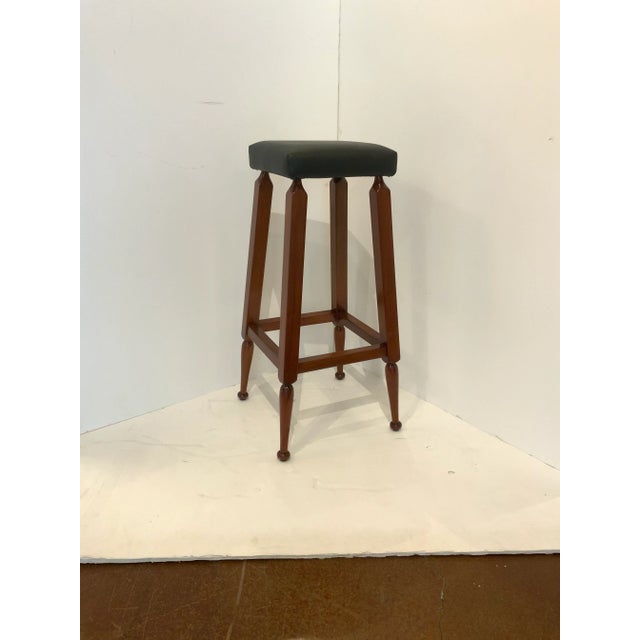 Black Leather Mayan Bar Stool For Sale - Image 4 of 4