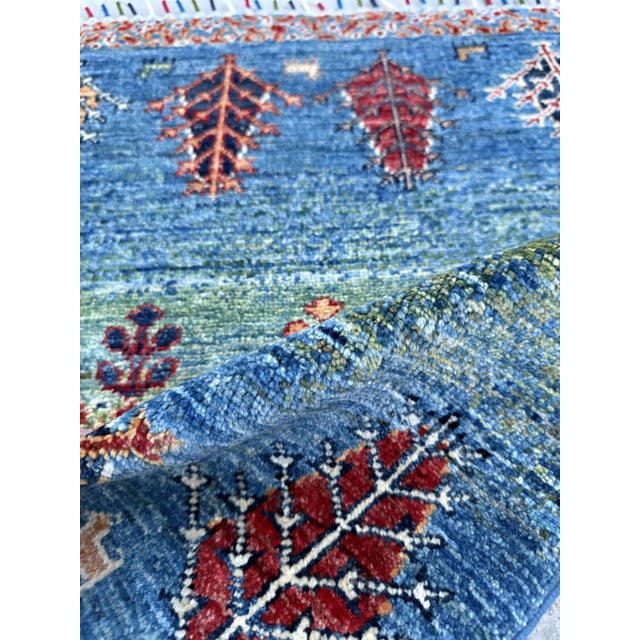 Contemporary Gabbeh Tree and Animal Hand-Knotted Wool Rug For Sale - Image 10 of 12