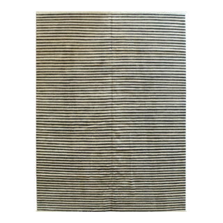 Isla Striped Multicolor Hand-Knotted Wool Rug Carpet, Modern Striped Design For Sale