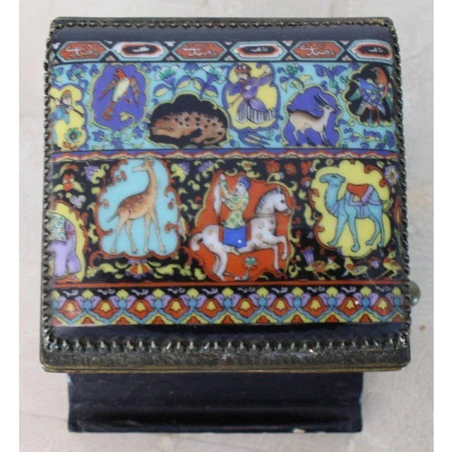 1940s Vintage Painted Enamel Porcelain Cigarette Dispenser Box For Sale - Image 13 of 13