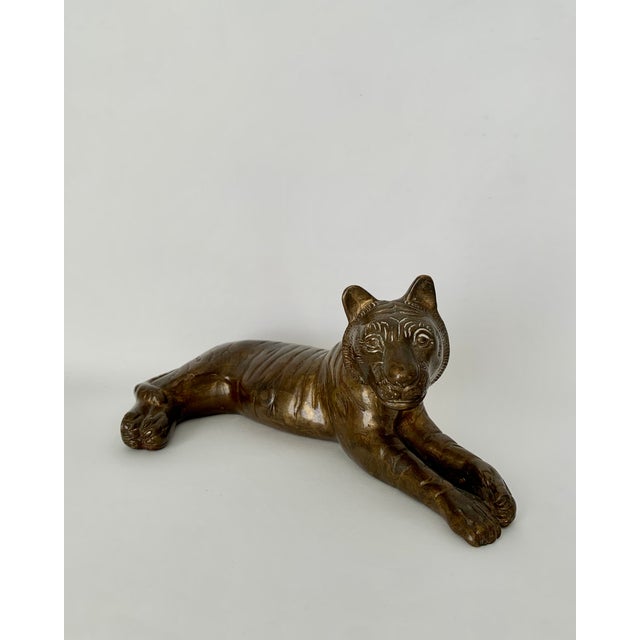 Vintage Bronze Tiger Figurine from Germany A perfect styling piece that would look great on top of a book stack, on a...