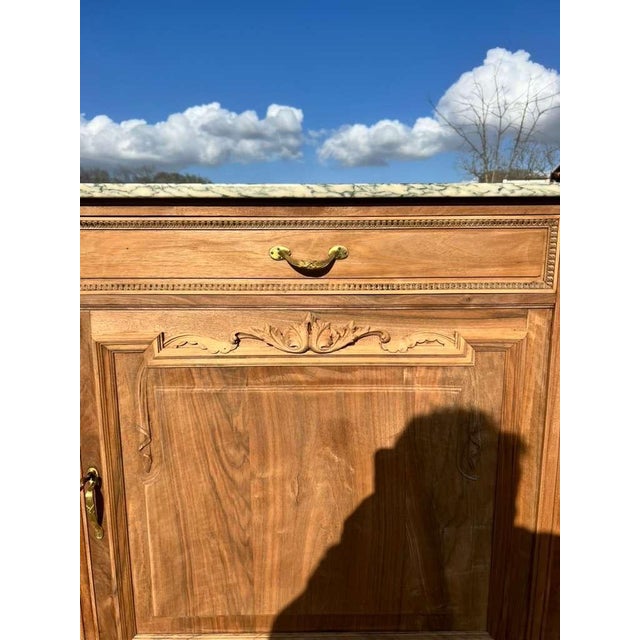 19th French Louis XVI Solid Walnut Bleached Marble Top Sideboard /Credenzas For Sale - Image 12 of 12