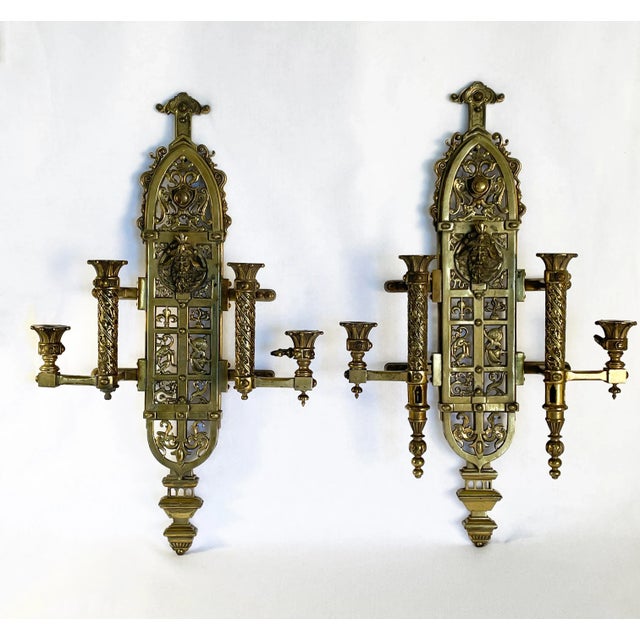 Mid 19th Century Renaissance-Style Four-Light Candelabra Sconces - Set of 2 For Sale In New York - Image 6 of 6