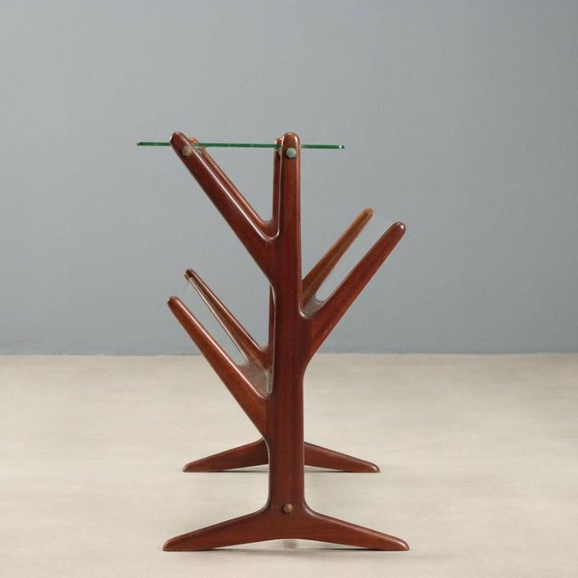 Vintage Wooden and Glass Magazine Rack, 1950s For Sale - Image 10 of 11