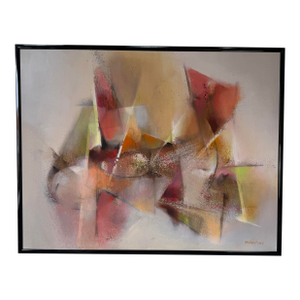 Large Vintage Barbara O. Davis Abstract Expressionist Oil on Canvas Painting - Framed