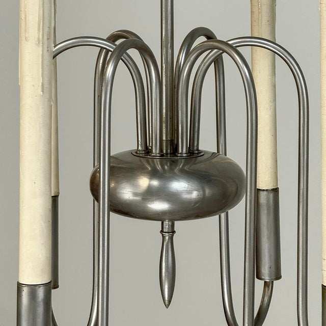 Mid Century French Modern Brushed Aluminum Chandelier For Sale In Dallas - Image 6 of 12