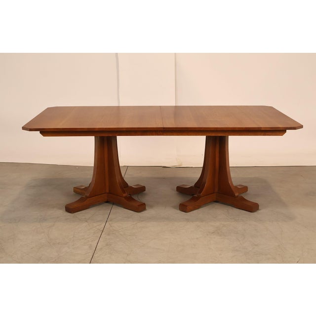 Stickley Mission Collection Oak Double Pedestal Dining Table For Sale - Image 12 of 18