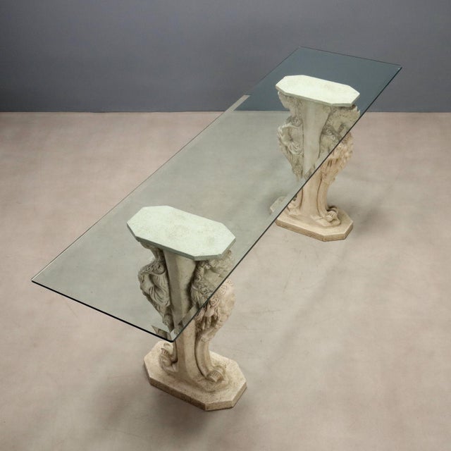 Italian Neoclassical Console Table in Glass and Plaster For Sale - Image 9 of 11