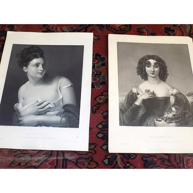 Antique 19th Century. Engravings of 1800's Young Women - Set of 9 For Sale - Image 4 of 8