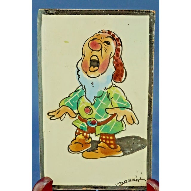 Majolica Tiles with Snow White and the Dwarfs by Leonello Donnini, 1920s, Set of 4 For Sale - Image 12 of 18