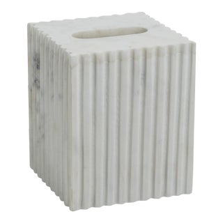 Calabria Fluted Marble Tissue Box Cover For Sale