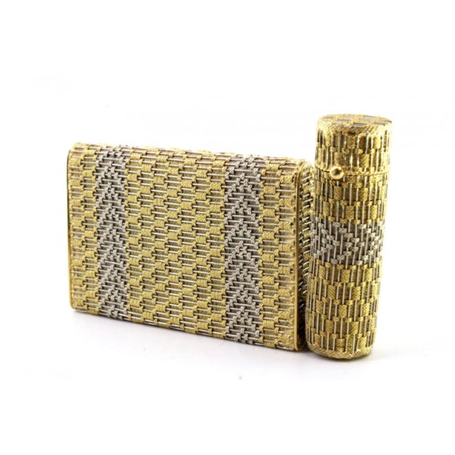 2-Tone Gold Toiletry Box and Lipstick with Mirror and Powder Container by Bucheron For Sale - Image 11 of 16