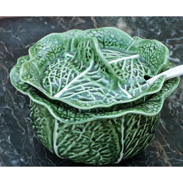 Majolica Cabbage Covered Soup Tureen & Cabbage Ladle Chairish