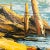 Oil Painting by B Wilder Sailing Ship Nautical Seascape Harbor Canvas Framed VTG Picture 12x23" Frame 29x32" Condition:...