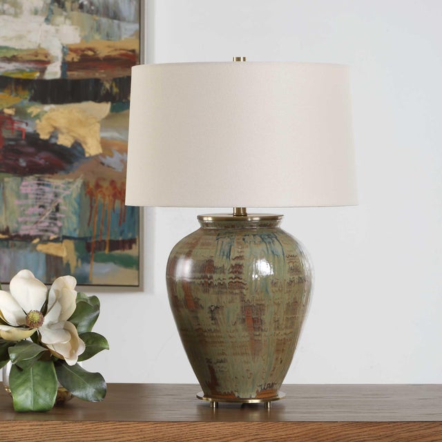 Farmhouse Olisa Brown Green Table Lamp For Sale - Image 3 of 6