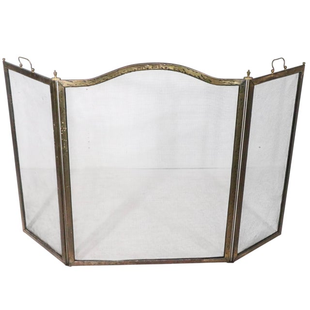 Vintage Arts and Crafts Three Fold Fireplace Screen Spark Guard For Sale - Image 11 of 13