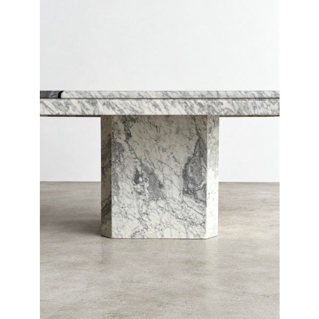 Postmodern 1970s Vintage Italian Carrara & Bardiglio Marble Inlay Square Octagonal Coffee Table For Sale - Image 3 of 13