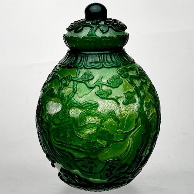 This exquisite hand made Peking cameo glass ginger jar from the Chinese republic era, is an example of fine craftsmanship...