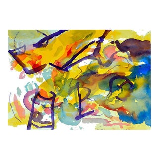 Yellow & Purple Garden Abstract For Sale