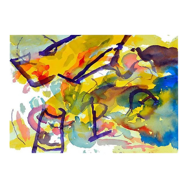 Yellow & Purple Garden Abstract For Sale