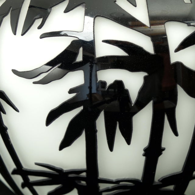 Contemporary Mid-Century Modern Revival Black & White Cased Glass Bamboo Vase For Sale - Image 9 of 12