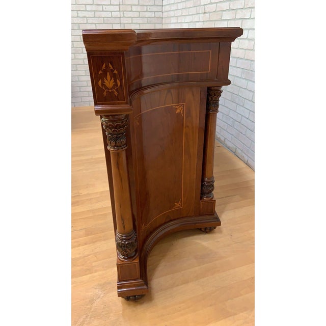 Mid 20th Century Vintage English Regency Style Inlaid & Banded Sideboard and Display Vitrine Cabinet For Sale - Image 5 of 12