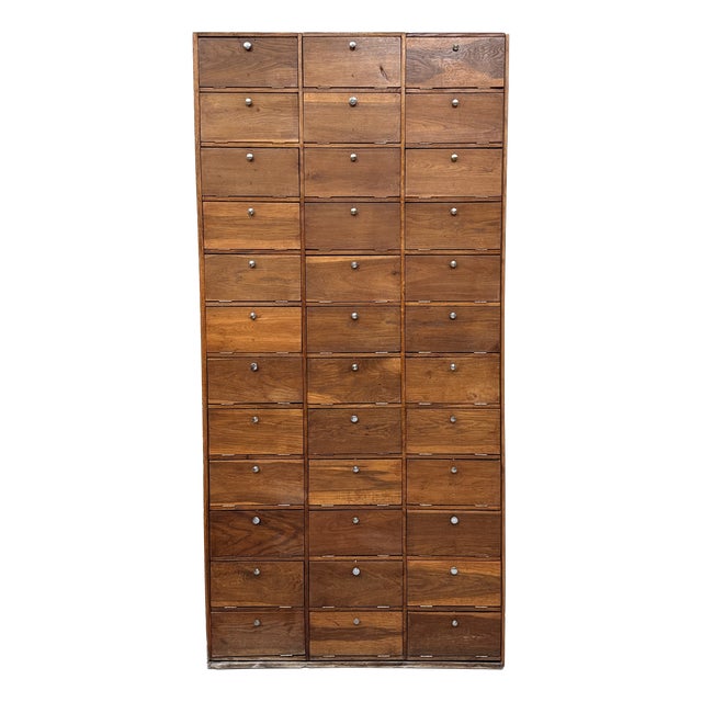 Large Oak Notarys Cabinet with Drop-Leaf Doors, 1950s For Sale