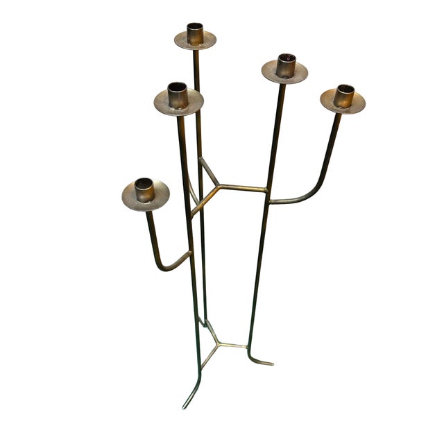 Vintage Six-Light Iron Floor Candelabra For Sale - Image 4 of 5