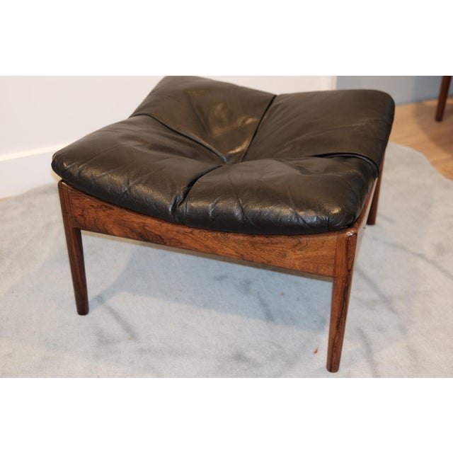 1960s Danish Modern Attributed to Kristian Vedel "Modus" Leather Ottoman For Sale In Los Angeles - Image 6 of 9