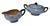 1930s Art Deco Victoria Czechoslovakia Powder Blue & Peach Lusterware Tea Service For Sale - Image 4 of 8