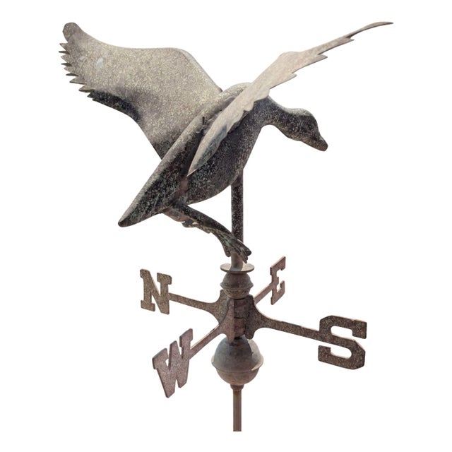 Antique Three-Dimensional Copper Weathervane with Open-Winged Duck, 1900s For Sale