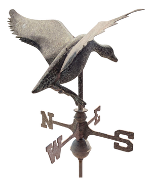 Antique Three-Dimensional Copper Weathervane with Open-Winged Duck, 1900s