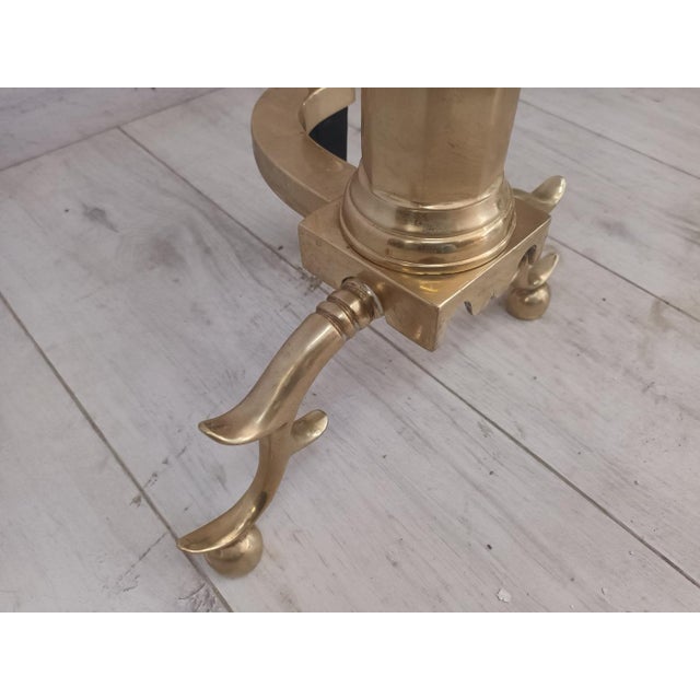 Antique Brass Fire Dogs, Set of 2 For Sale - Image 11 of 14