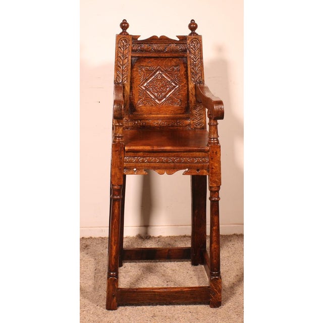 High Period Children's Chair in Oak, 17th Century For Sale - Image 10 of 12