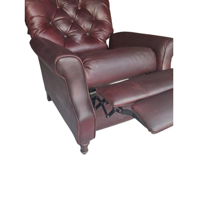 Modern Step Into Ultimate Comfort With This Vintage Lane Chesterfield Leather Recliner For Sale - Image 3 of 12