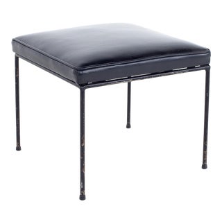 Paul McCobb Mid Century Upholstered Iron Ottoman Stool For Sale