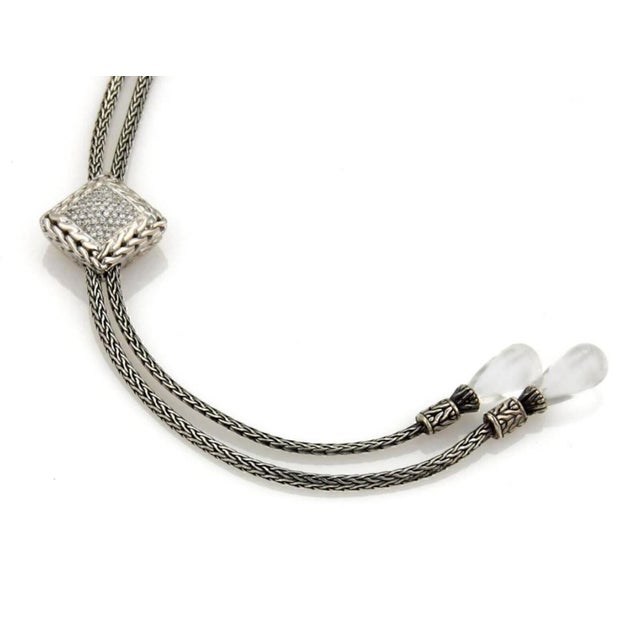 Contemporary Mid 20th Century John Hardy Diamond Clear Quartz Sterling Silver & 18k Tassel Pendant Necklace For Sale - Image 3 of 5