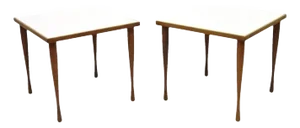 Hans C Andersen Danish Mid Century Modern Teak & Formica Snack Side Table - Pair