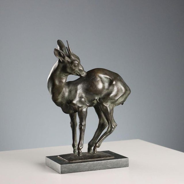 Bronze Fawn Sculpture attributed to Nando Conti For Sale - Image 9 of 9
