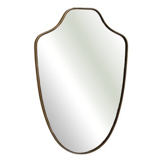 Mid-Century Italian Wall Mirror with Brass Frame and Beading by Gio Ponti, 1960s For Sale
