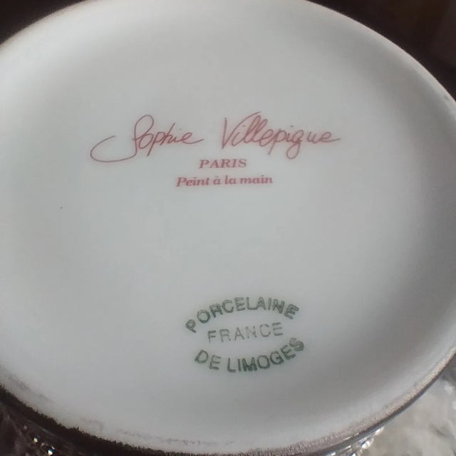 Sophie Villepigue, Paris Limoges Platinum Porcelain Swarovski Paved Tea Pot Creamer Sugar & Cups + Tray 12 Pieces For Sale - Image 13 of 17