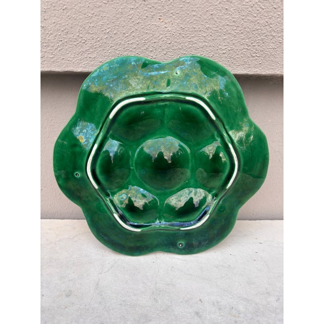Luneville French Green Oyster Plate Luneville, Circa 1940 For Sale - Image 4 of 5